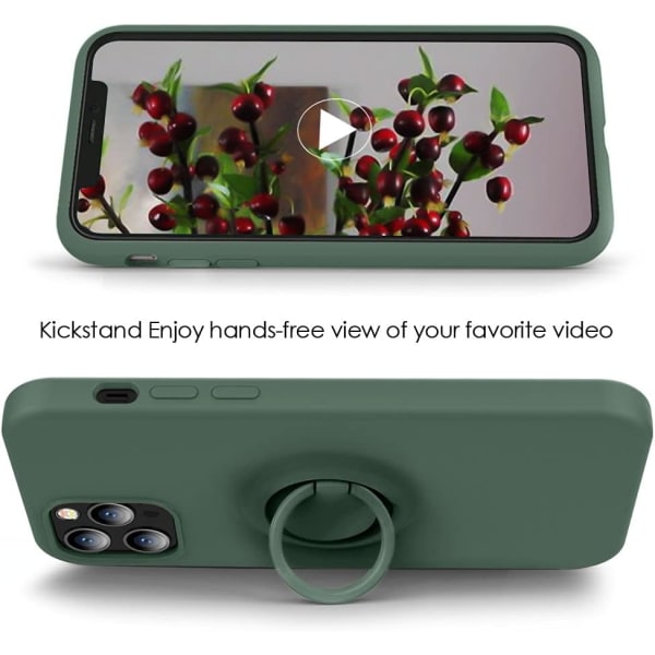 För iPhone Case med Ring Ställ - Flytande Silikon Phone case grön iPhone 13 promax