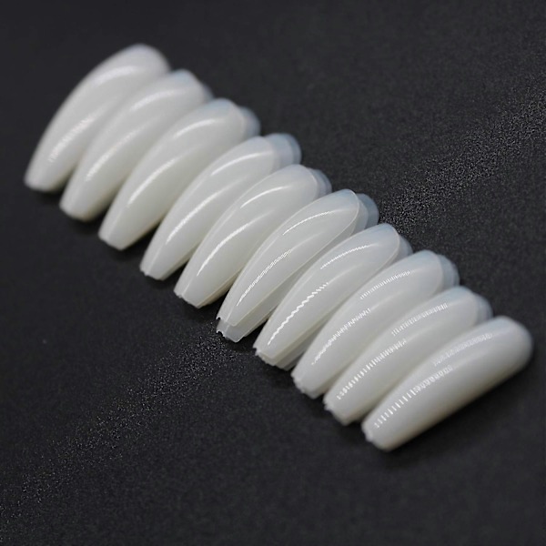 600 st Naturliga Ballerina Falska Naglar Kista Full Cover Akryl Falska Naglar 10 Storlekar DIY Nagelkonst Hemma