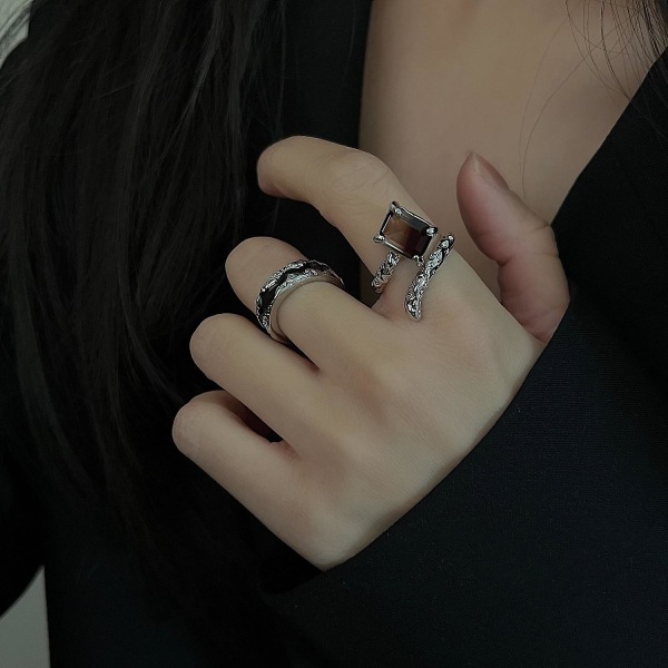 Wabjtam Gradient Stone Ring, Åpen Ring for kvinner, 3pack