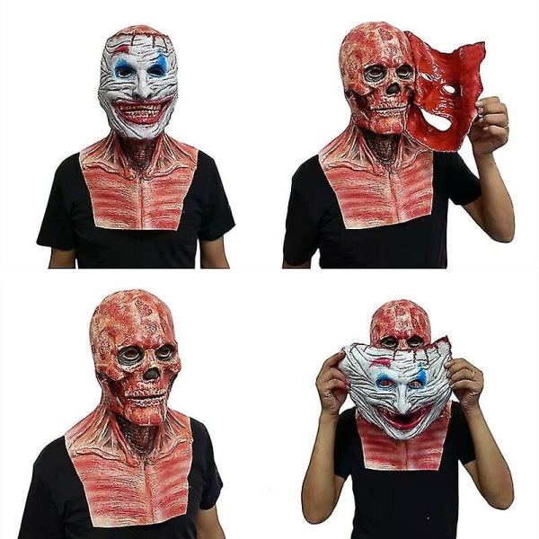 Halloween-maske Dobbeltsidig lateksmaske Helhode Skumle masker Fest Cosplay Kostymer Joker Klovn Helhode Skumle festhjelm