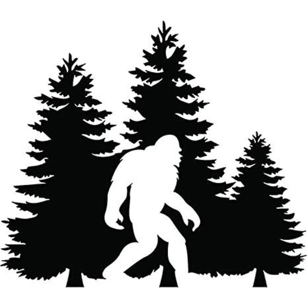 Bigfoot Trees Forest Vinyl Decal Sticker Car Truck Van SUV Window Wall Cup Laptop - En 5,5 tums svart dekal