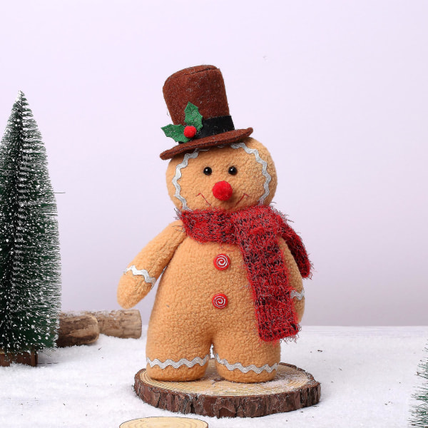 Pepparkaksgubbe docka plyschleksak mjuk stoppad docka julgransprydnad dekor - Snngv（A）