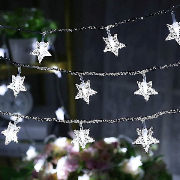 100 LED 15 meter stjerneformede lyslenker, Plug In Fairy String Lights Vanntett, Utvidbar for innendørs, utendørs, bryllupsfest, juletre, nyttår, Gar