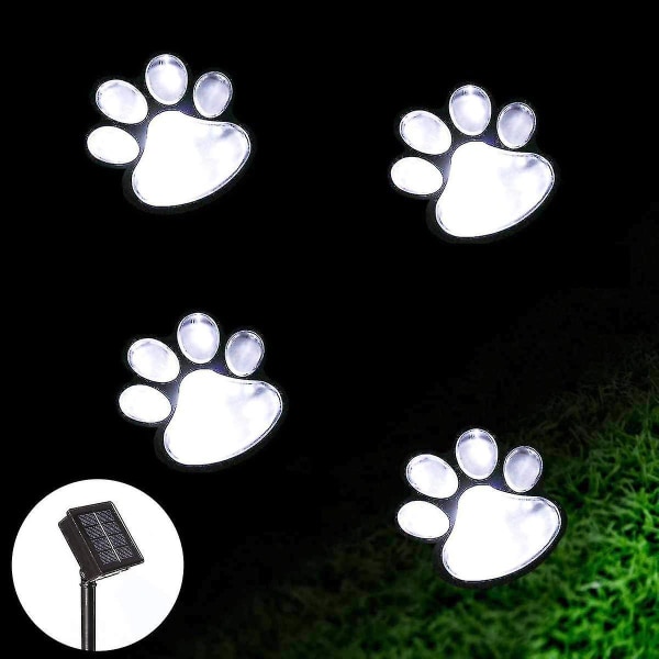 Solar Paw Print Lights, Solar Lights Outdoor Dog Paw Lights (sett med 4), katt valp dyr hage lys
