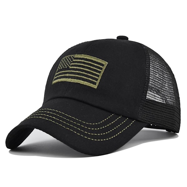 Amerikansk flagg kamuflasje baseball caps brodert topp caps mesh caps personlig brodering buet brem solskjerm Cm612