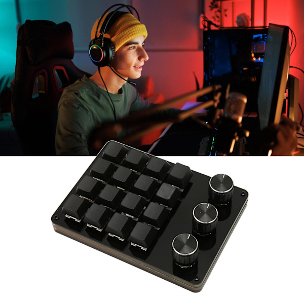 SBSGV Programmerbar knappsats 16 tangenter 3 knappar Blå brytare Mekanisk Hot Swappable Mini knappsats för spelkontor Media