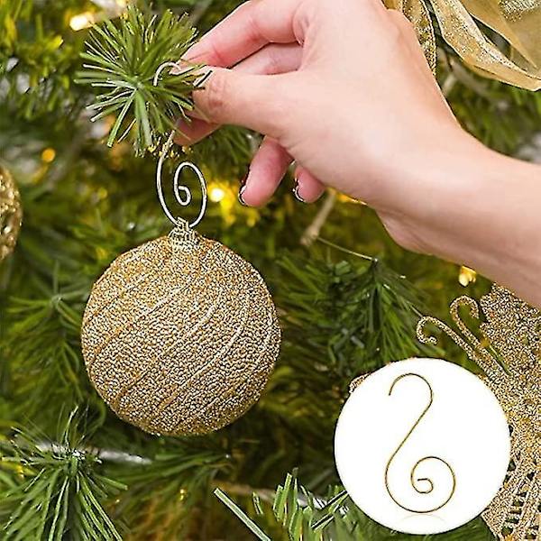 100 stycken julgranskulor Ornament Krokar Prydnads Trädkrok S-formad Hängare Julgranskulor Clip för Hängande Julgransdekorationer (guld)