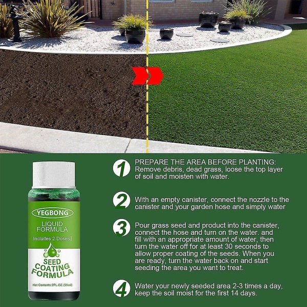 Kannettava Grass Fusion Lawn Patch -kylvöliuos siemenpinnoite, hellävarainen, vihreä ruoho, ruohonistutusnestevalmiste (2 kpl)