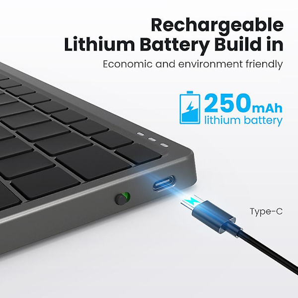 Fällbart Bluetooth-tangentbord med flera enheter med pekplatta Uppladdningsbart trådlöst tangentbord med pekplatta Fällbart fodral för Ipad Pc