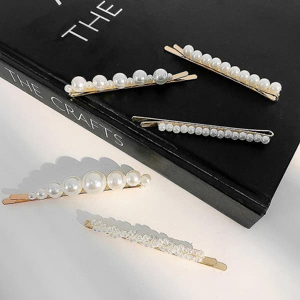 5 stk perleklips store hårklipser pins barrette slips hårnåler