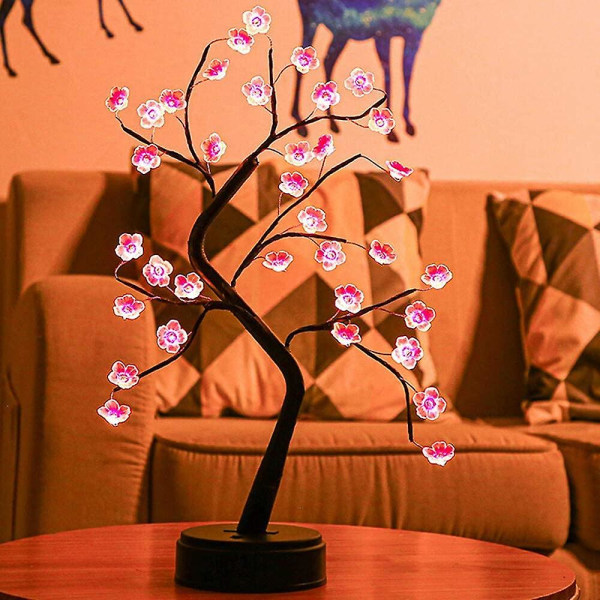 Bordplate Bonsai Tre Lys Med LED Kirsebærblomster Trelampe