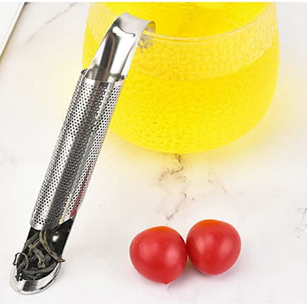 Rostfritt Stål Teinfuser Te Sil Obsterm Steeper Te Diffuser Med Hängande Krokhållare Stick Rör Hål Steeper För Löst Te, Ros, Kaffe