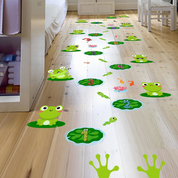 Wabjtam Frog Lotus Leaf Hopscotch Hopscotch Game Stickers Gulvdekor, Unik Floor Art Decor Supplies For Baby Barnerom Soverom Barnehage