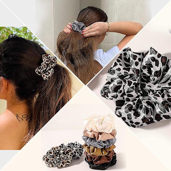 Hårstrikk Silke Sateng Scrunchie - Hårstrikk Elastiske Bånd Hestehaleholder Pakke med Nøytrale Scrubchy Hårtilbehør Kvinner Jenter 8 Stk