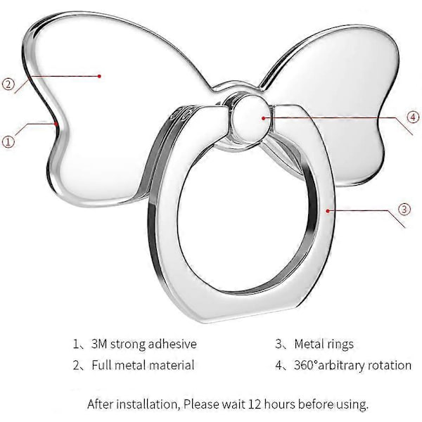 Metalliskt Finger Ring Stabilitetshållare Bakre Stativ Vikbart Handgrepp Knapp Slinga Bilfäste Haken Kickstand (Roséguld)