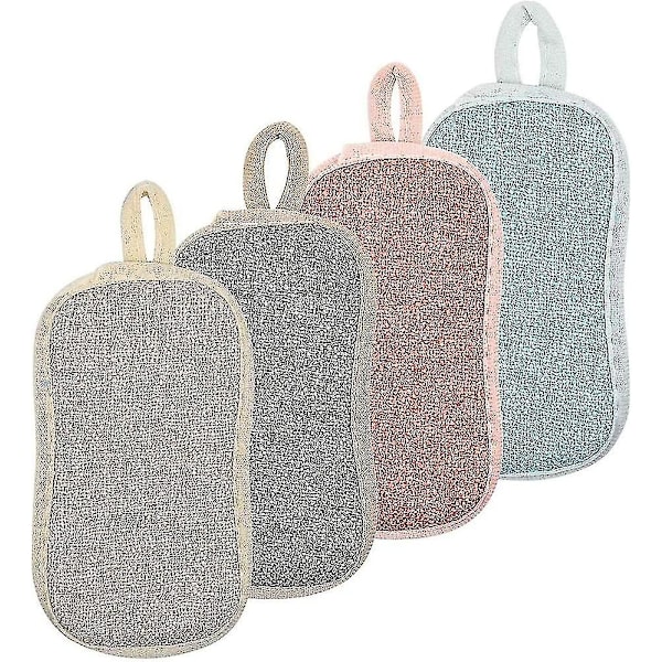 4-pack tvättbara diskborstesvampar, återanvändbara diskborstesvampar, mikrofiberskrubbsvampar