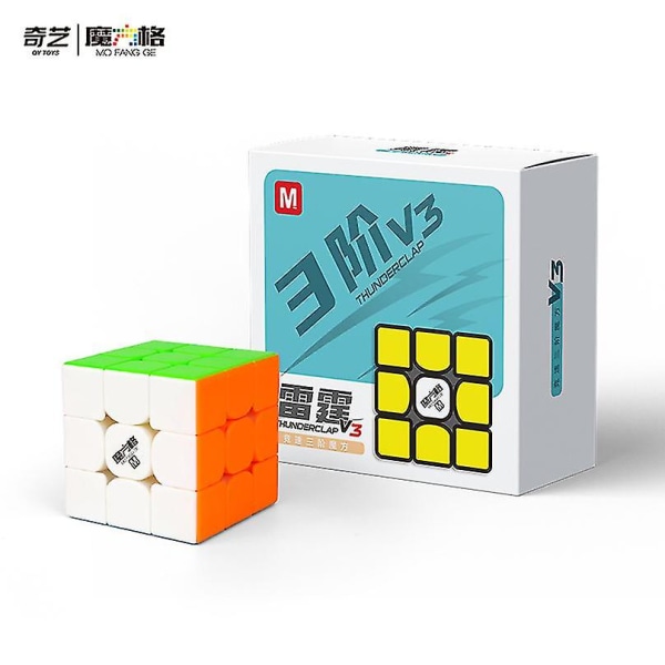 Qiyi Thunderclap V3 M 3x3 Magic Speed ​​Cube Tarraton ammattimainen Fidget Toys Thunderclap V3m Cubo Magico Puzzle (Magnetic V3M Black)