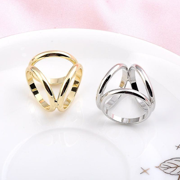 Wabjtam 2 stk. Kvinder Dame Piger Enkle Mode Tre Ringe Tørklæder Spænde Tørklæde Clip Tørklæde Ring Wrap Holder