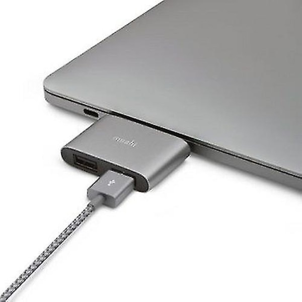 2024 USB-C till dubbla USB-A-adapter, grå