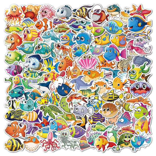 GHYT 104 stk. Ocean Animal Stickers, Vandtætte Vinyl Sea Life Sticker Pack