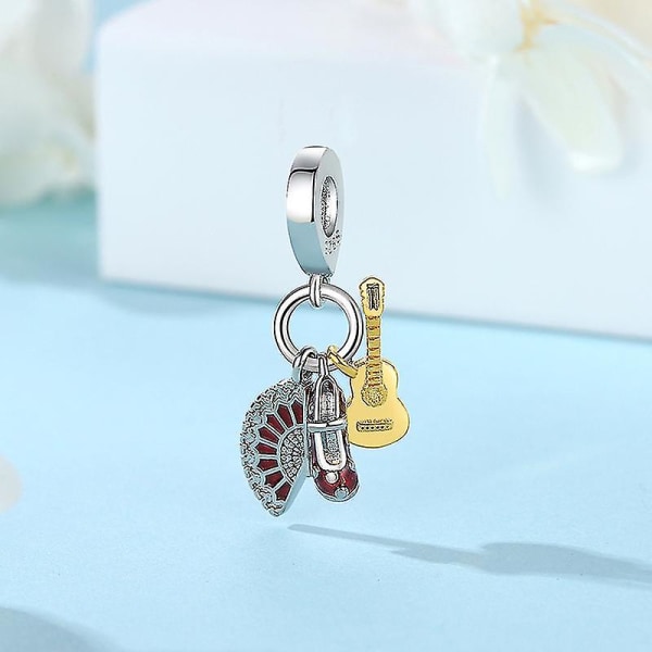 925 Sterling Silver Charms Beads Gold Clip Safety Chain Charm Fit Pandora Armband Halsband Diy Smycken för kvinnor（9）