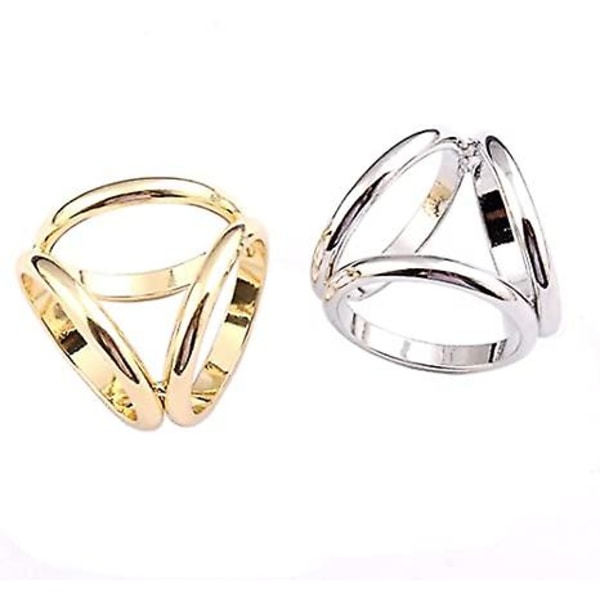 Wabjtam 2 stk. Kvinder Dame Piger Enkle Mode Tre Ringe Tørklæder Spænde Tørklæde Clip Tørklæde Ring Wrap Holder