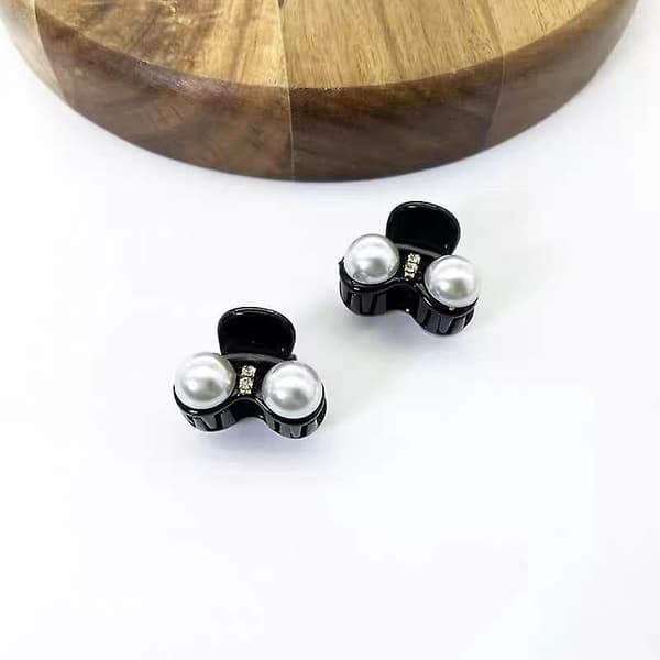3 par mini perlehårklemmer - små sorte hårklemmer i plast 2cm*1.8cm