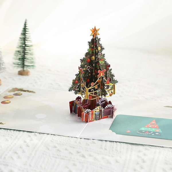 Juletre pop-up julekort, 3d popup gratulasjonskort for vinter, jul, ferie, julegave, alle anledninger