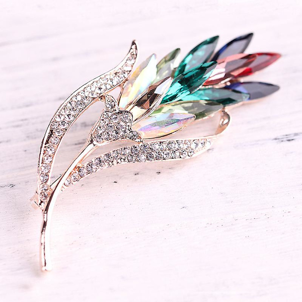 Rhinestone Vete Öra Brosch Pins för Kvinnor Kristall Rhinestone Blomma Broscher Pins Bröllop Fest Kavajslag Pins Elegant Klänning Tillbehör