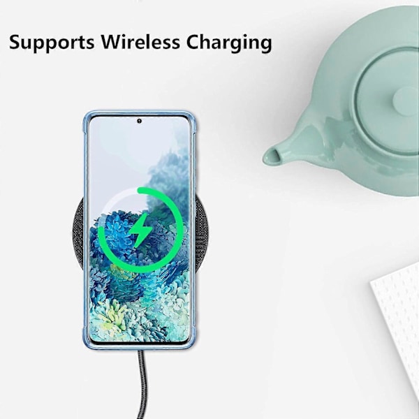 Designad för Samsung Galaxy S20 FE 5G Skal, Söt Pläterad Kant med Hjärtmönster och Kameralins Skydd Mobilfodral för Flickor Kvinnor, Blå