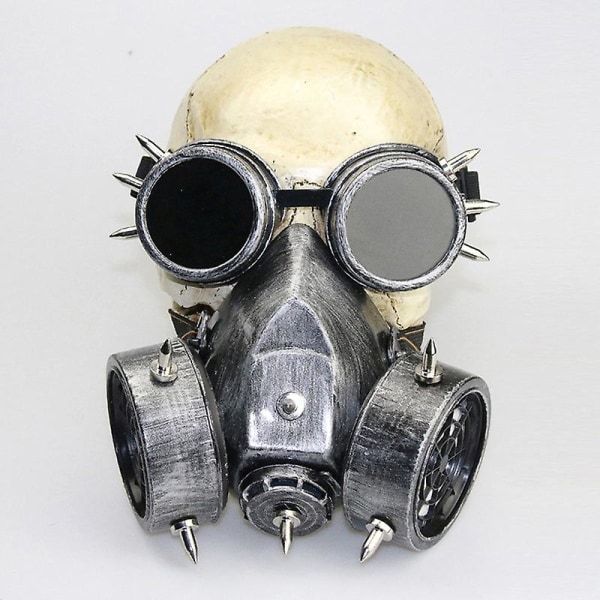 Aleko Retro Steampunk Mask for Halloween, Skrekkfest og Cosplay, Gass Steampunk Goggles, Cosplay Goggles, Gothic Accessories, Anti-fog Grå