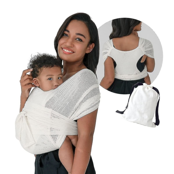 Komfortabel bæresele i bomull for nyfødte opp til 20 kg (M, Hvit)