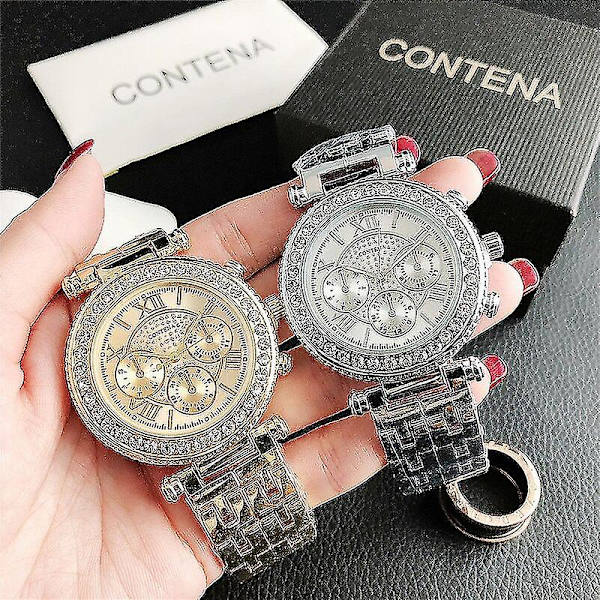 Ny mote luksus designer merke sølv klokker kvinner klokke damer rustfritt stål rhinestones kvarts klokke kvinne armbåndsur klokker