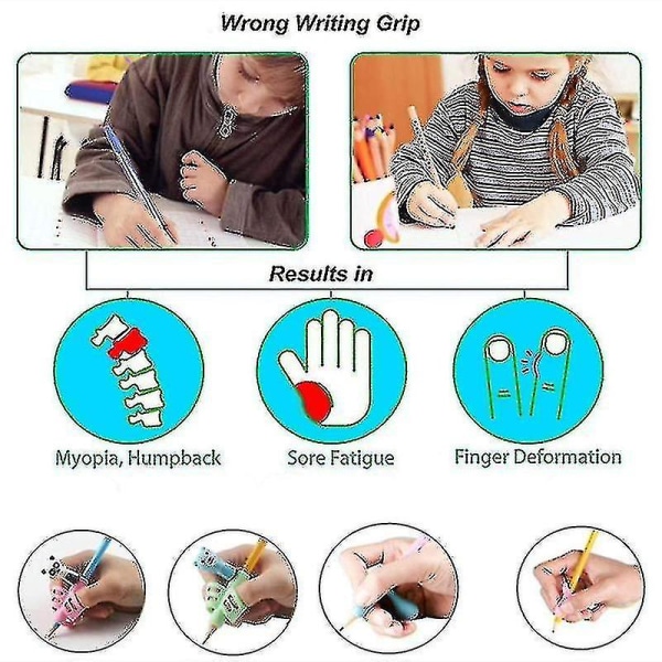 Pencil Grip Sæt 13 stk Børnepenneholder Skrivehjælp Grip Trainer med opbevaringsæske（Pink）