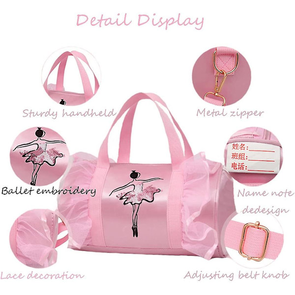 Sød balletdanserpose Tutu-kjolepose med nøglering til piger (Pink2 af langt mesh) One_Size