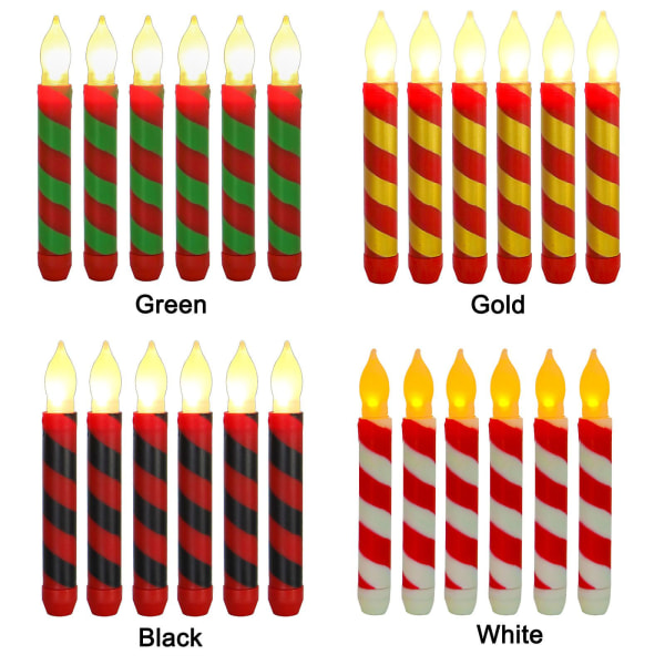 12 pakke julekoniske lys Flammeløse lys til julefest bryllup hjemmedekorasjon (hvit)