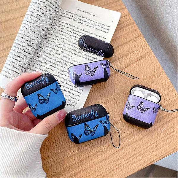 Airpods-fodral, Söt Elegant Silke-Touch Fjärilsmönster Trådlöst Hörlursfodral, Mjuk TPU Stötsäker Hud för Airpods 1 & 2, Barn Pojkar Flickor Stil