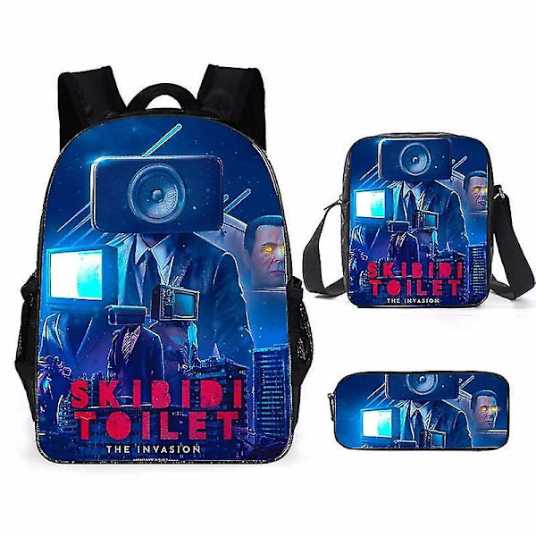3pcs Set Skibidi Toalett Mochila Titan Högtalare Man Barn Ryggsäck Pojke Anime Resväska Förvaring Väska Bokväskor Cosplay Väska -ZHENV（1）