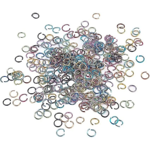 200g Omtrent 3200 stk aluminiumtråd åpne hoppringer o-ring metallloddet splittringer assortert farge koblingsløkker kompatibel med DIY-smykker nøkkelring
