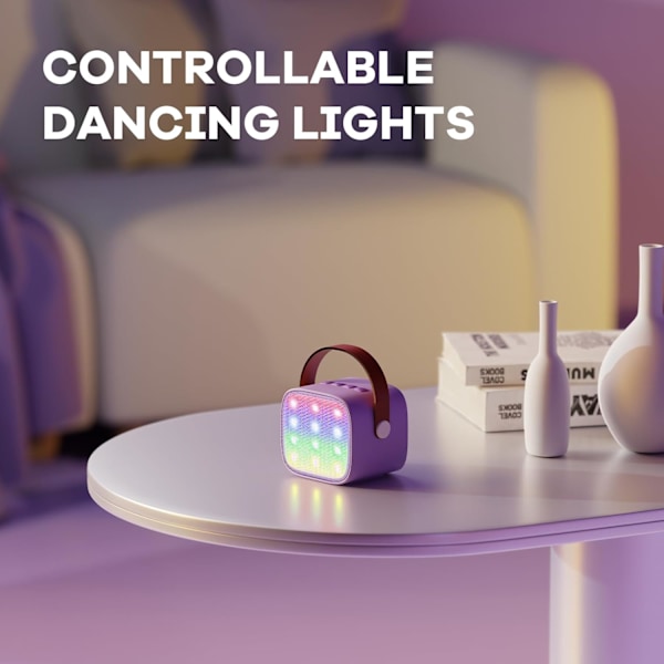 Mini Karaoke-maskin för barn, Bärbar Bluetooth-högtalare med trådlös mikrofon, Julgåvor för flickor 4-10 år (Violett)