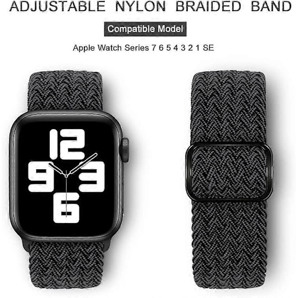 Stretchade Nylon Solo Loop-band Kompatibla med Apple Watch Band 45mm 44mm 42mm för Kvinnor Män, Justerbar Elastisk Flätad Rem Sport Armband för iW