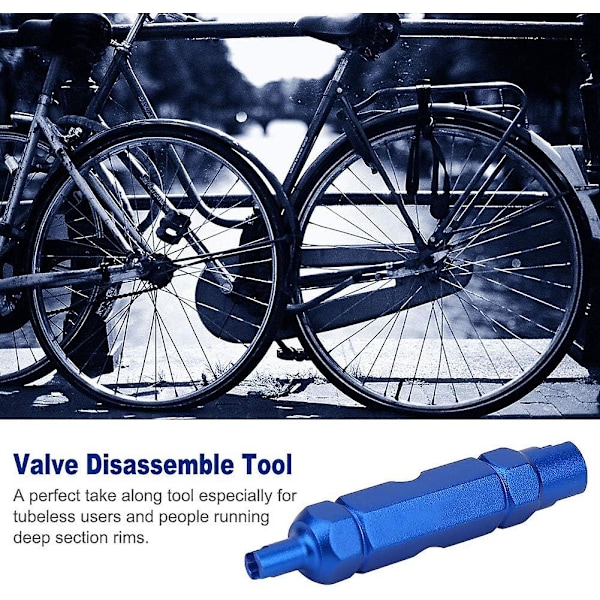 Ventildemonteringsverktyg, (4 st) aluminiumlegering Multifunktionell cykelventilkärnremover Blå Cykelrör Däckventil Demontera Ta bort