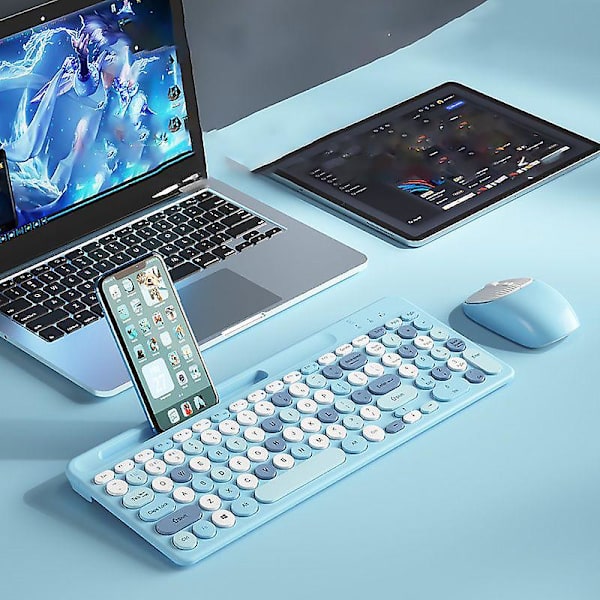 2.4g Mini Färgglad Flickuppladdningsbar Trådlös Bluetooth Tangentbord Mus Set Tyst Laptop Desktop Iso Android Universell Bärbar