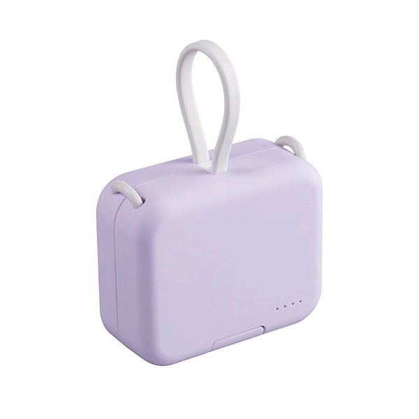 Mini Power Bank og Telefonholder, Portable Wireless Charging Treasure Mobiltelefonholder（lilla）