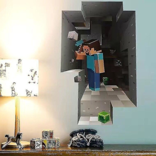 Minecraft veggklistremerker Barnerom Gruvedrift Graffiti dekorasjon 3d tegneseriespill klistremerker avtagbare