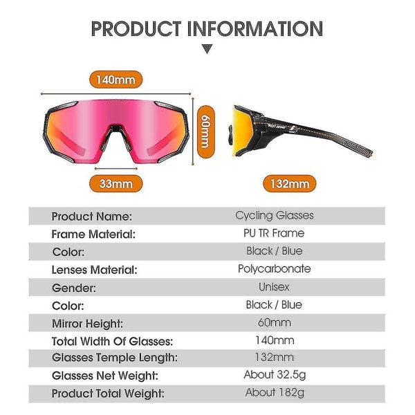 Kompatibel Withwest Biking Photochromic Bike Glasses Bicycle Uv400 Sports, svart