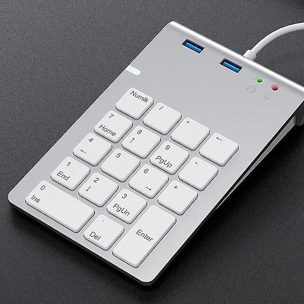 USB numerisk tastatur 18 taster med USB 3.0 port hubber og lydadapter_Aleko