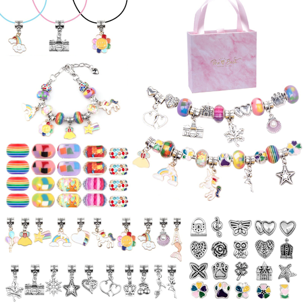 66 st Regnbågsenhörningsarmband Blind Box DIY Barn Söta Enhörningsarmband Halsband Set Present - Julgåva/Födelsedagsfest/Present (Färger passar)