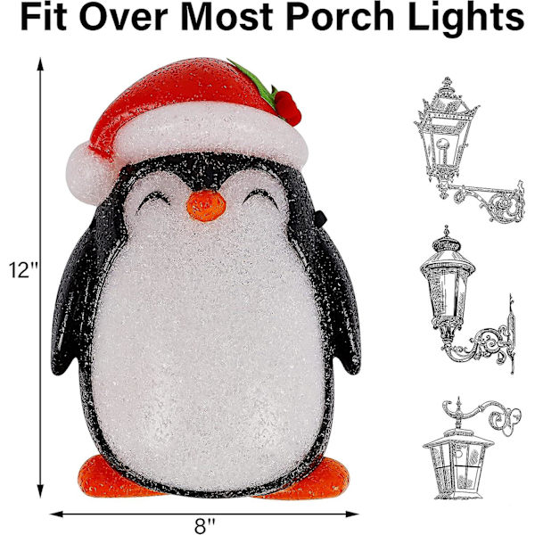Julbelysning för Veranda, Pingvin Utomhus Juldekoration Lampa Skydd, Perfekt för Julbelysning på Verandan Garage