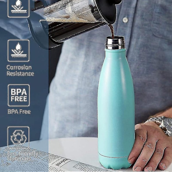 Arteesol Rostfritt Stål Drickflaska, Termosflaska 500ml/750ml/1000ml Dubbelväggig Termos, Bpa-fri Vakuum Vattenflaska Isoleringsflaska Sportflaska För Barn, Småbarn, Skola, Fitness, Löpning - Med Koppborste